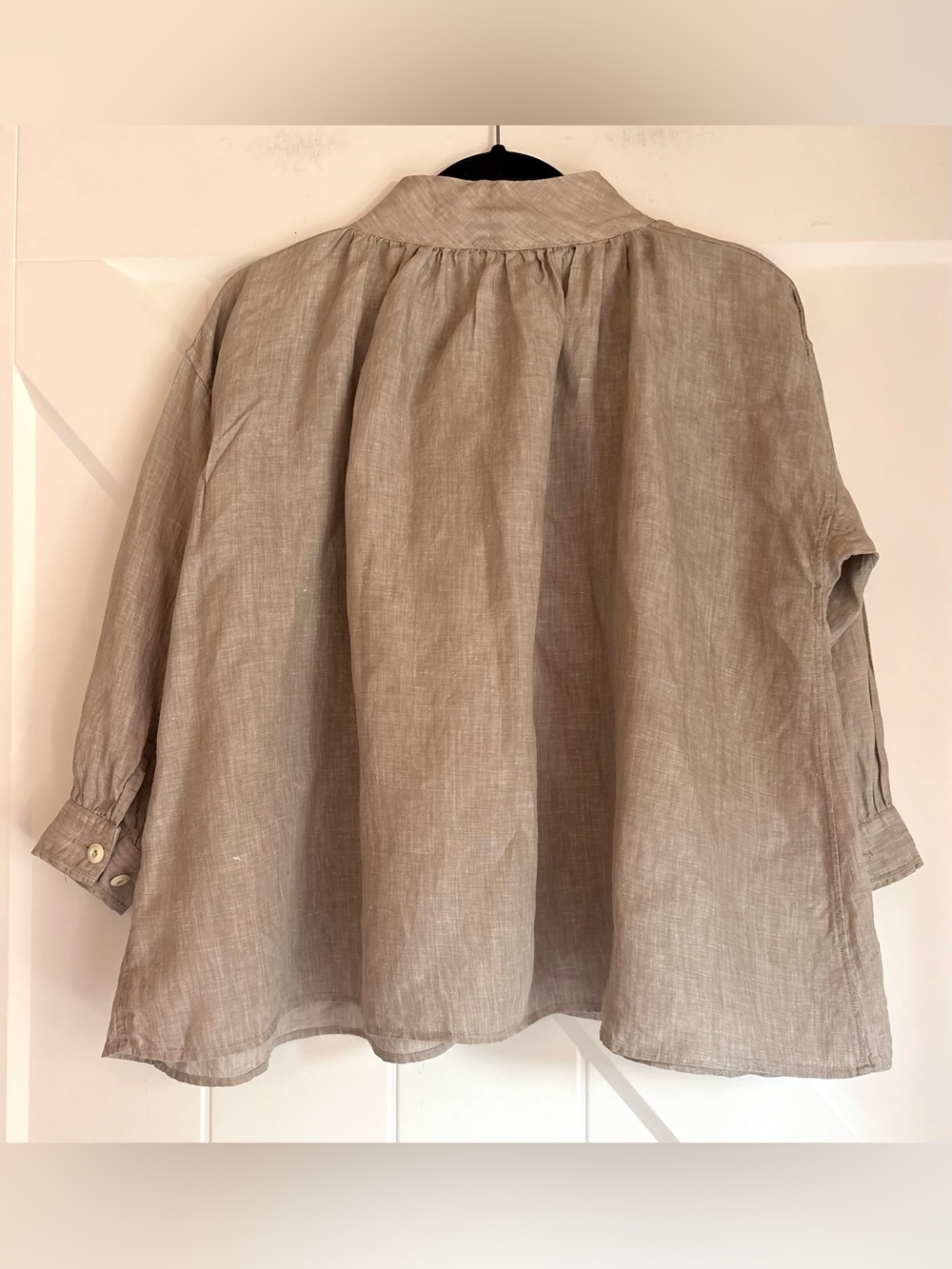 Haversack Linen Button Front Blouse Taupe L/XL - Picture 5 of 7